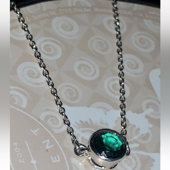 1Ct. Emerald Solitaire Pendant 18" Chain 14K White Gold Over 925 Silver Necklace - Picture 4 of 7